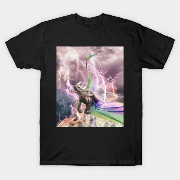 Fire Rainbow Dragon In Galaxy T-Shirt by Random Galaxy